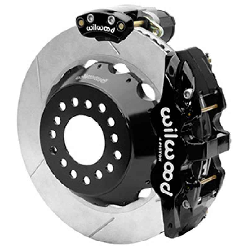 Wilwood AERO4 Big Brake Rear Electronic Parking Brake Kit - Black - Powder Coat Caliper - SLT Rotor 140-16170