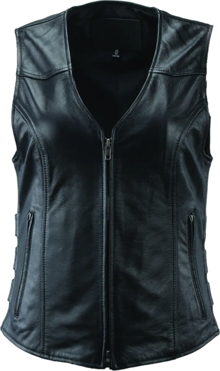 River Road Plains Leather Vest Black Womens - 3XL - 094417 riv094417